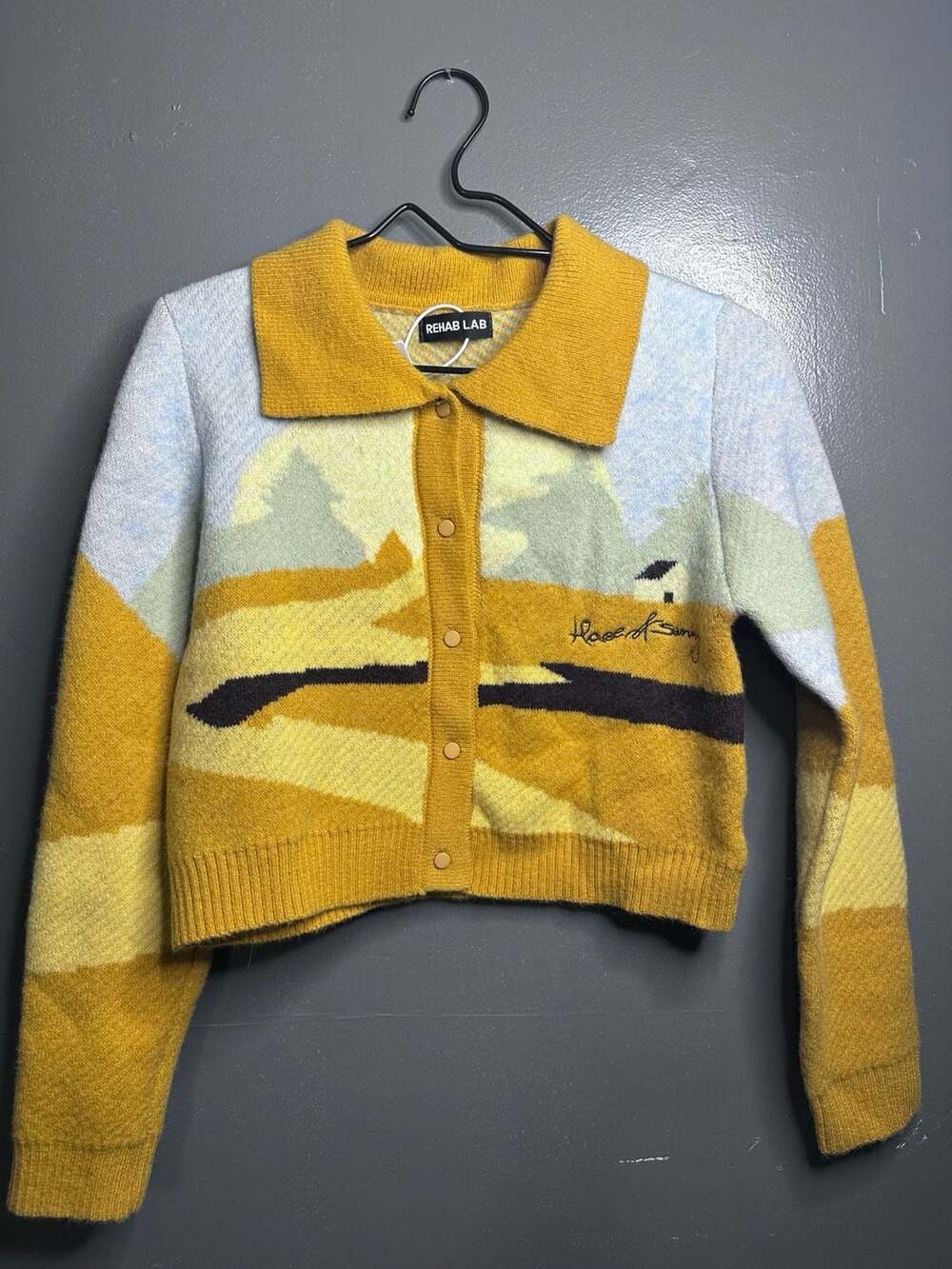 House of Sunny Daybreak Cropped Landscape Cardigan